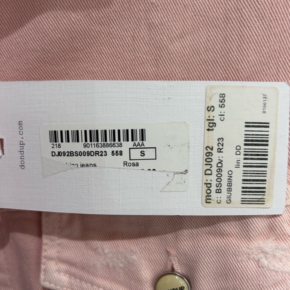 Dondup Italian Designer Light Pink Distressed Denim Jacket Size Small NWT Casual - Picture 7 of 10